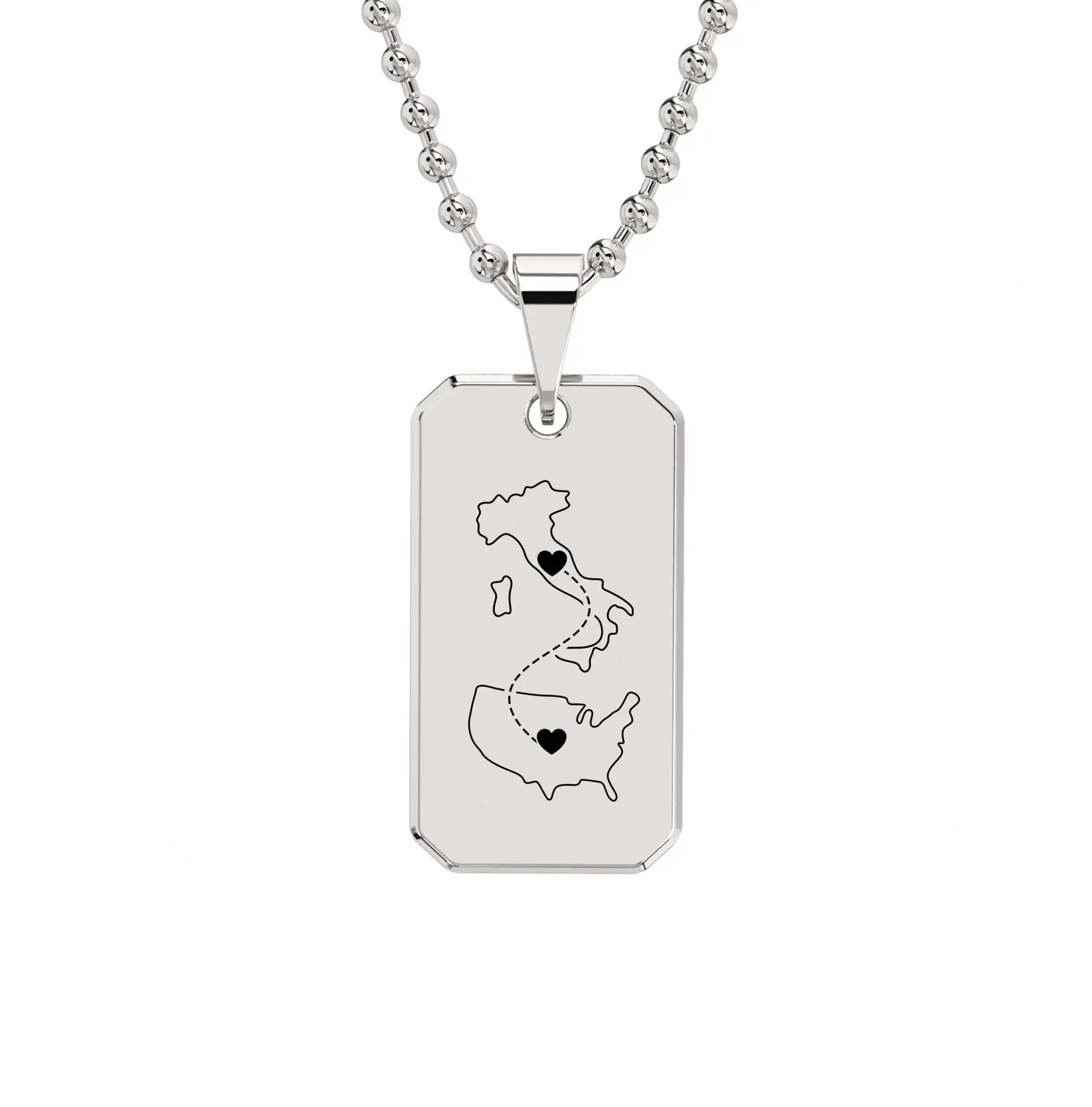 Dual Maps Engraved Dogtag Necklace - Image 3