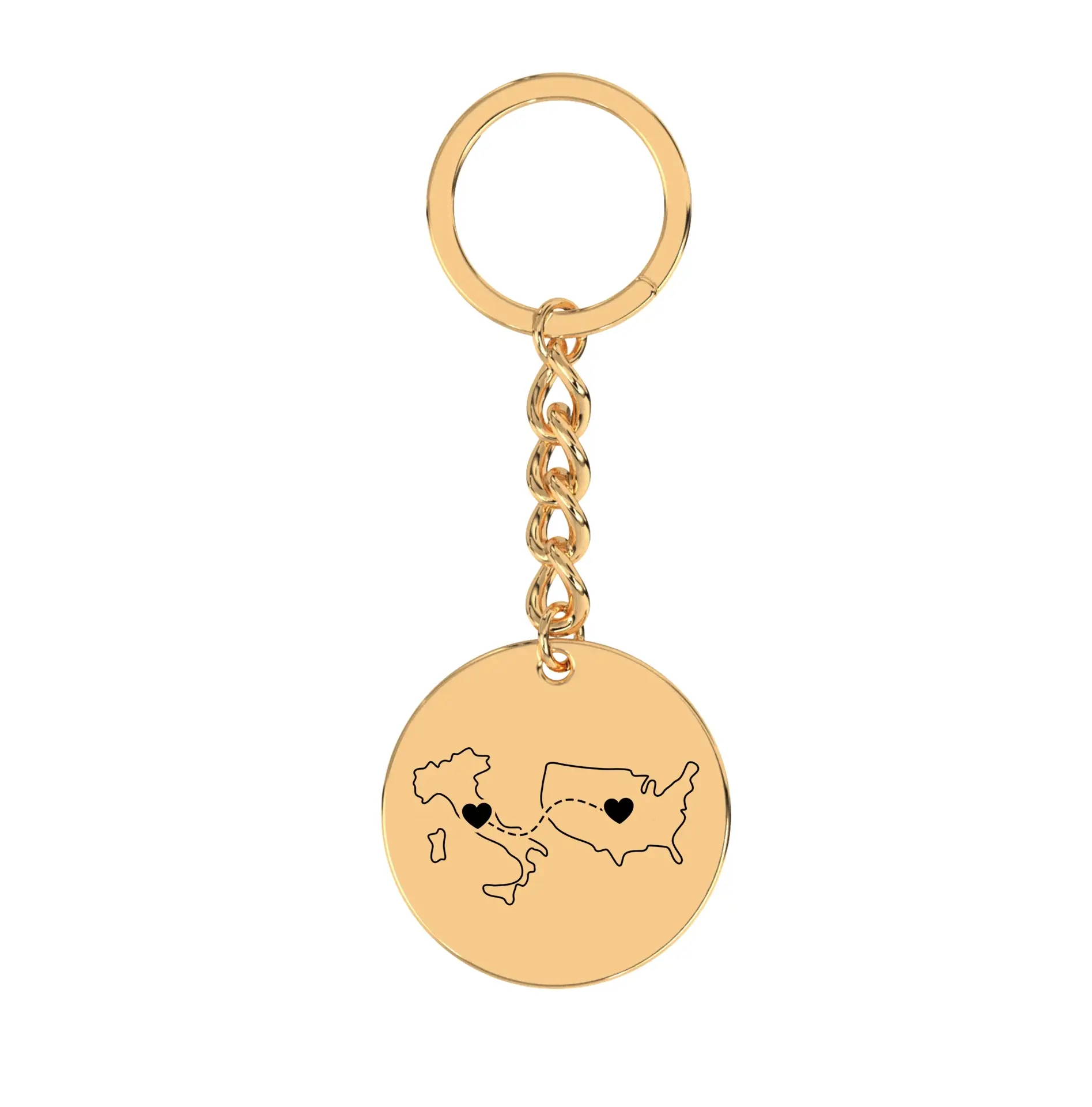 Dual Maps Engraved Keychain - Image 3